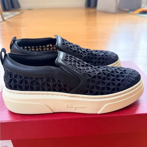 Salvatore Ferragamo Women's Cassina La Leather-Trim Slip-On Sneaker